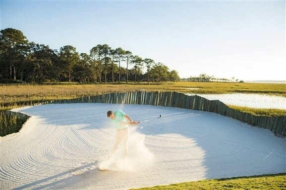 Golf course with live oaks